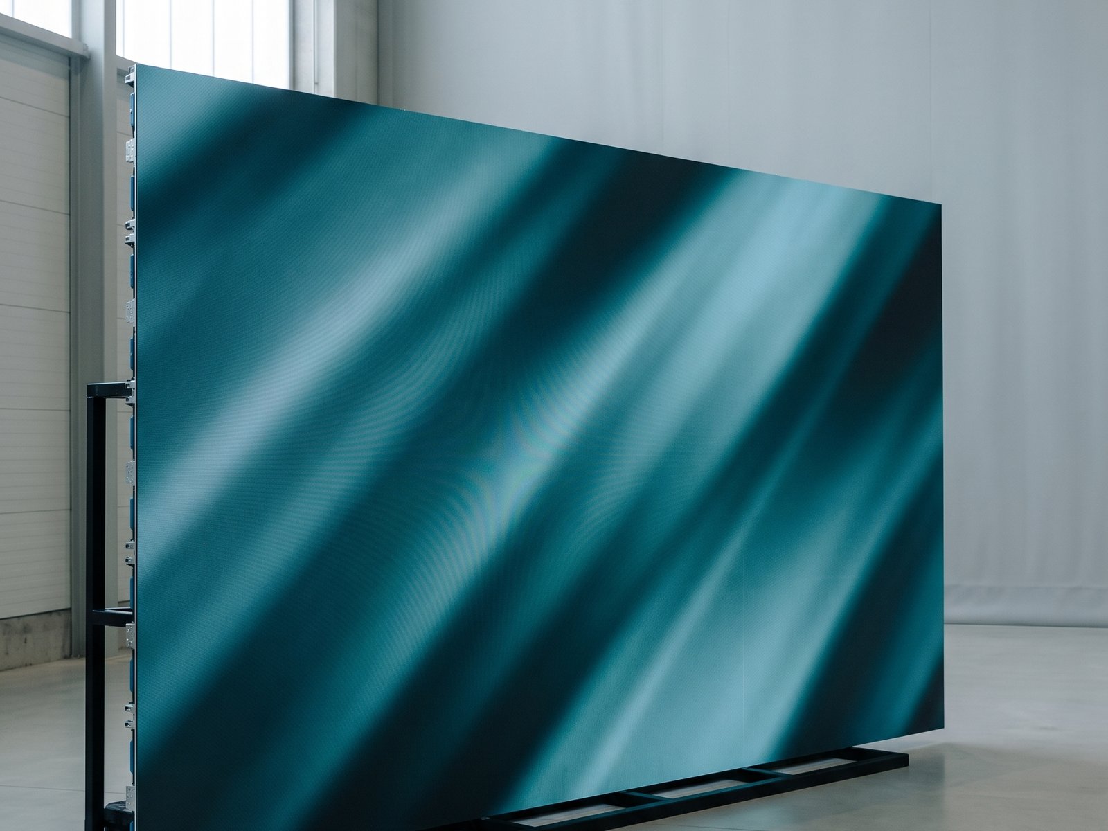LED-wand opgebouwd in een lege zaal